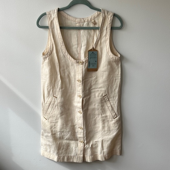 Faherty Cream Sleeveless Button-Down Dress NWT - Picture 2 of 5